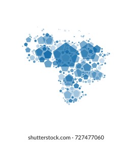 map of venezuela filled with pentagons of different sizes and degrees of transparency