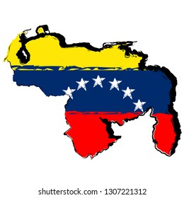 Map of Venezuela with flag. Sketch. Vector illustration design