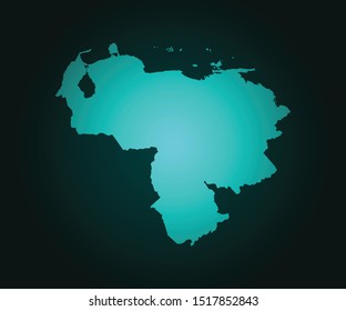 Map of Venezuela green vector isolated on dark background. High detailed green vector map, Venezuela symbol for your web site design map - Vector illustration eps 10.