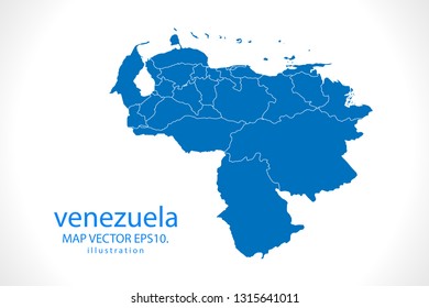 Map of venezuela - High detailed blue map on white background. Abstract design vector illustration eps 10. - เวกเตอร์