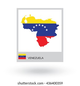 Map of Venezuela with national flag.