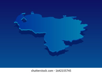 map of Venezuela on blue background. Vector modern isometric concept greeting Card illustration eps 10.