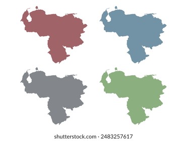 Map of Venezuela red, blue gray and green