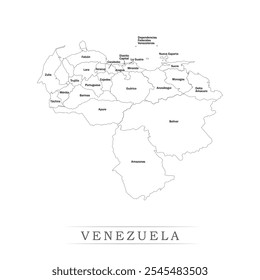 Karte von Venezuela mit Vertretung der Verwaltungseinheiten