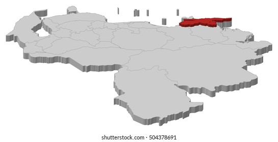 Map - Venezuela, Sucre - 3D-Illustration