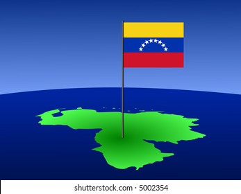 mapa de Venezuela y su bandera en polo ilustrativo