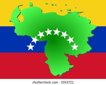 map of Venezuela and Venezuelan flag illustration