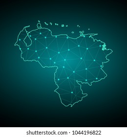 Map of Venezuela. Wire frame 3D mesh polygonal network line, design sphere, dot and structure. communications map of Venezuela. Vector Illustration EPS10.