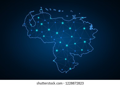 Map of Venezuela. Wire frame 3D mesh polygonal network line, design sphere, dot and structure. communications map of Venezuela. Vector Illustration EPS10.