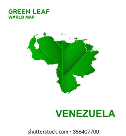 Map Of Venezuela,Nature green leaf, vector illustration