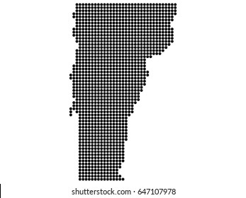 Map of Vermont state print. White background, black dots. Vector illustration.