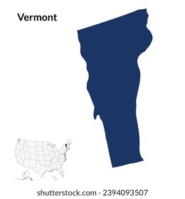 Map of Vermont. USA map