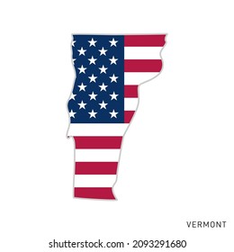Map of Vermont with USA flag vector illustration design template.
