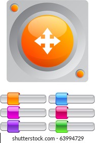 Map vibrant round button with additional buttons.