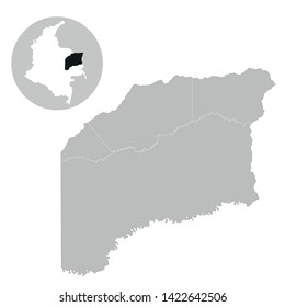 Map of Vichada Department of Colombia with borders of the Municipalities - Vector