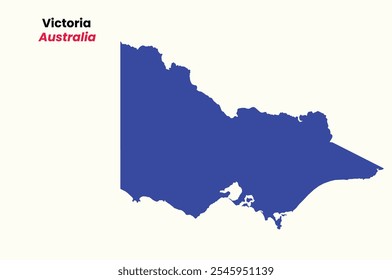 Karte von Victoria, Karte von Victoria mit Füllfarbe, Karte von Australien state Victoria Vektorgrafik, Australien.
