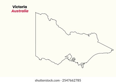 Karte von Victoria, Karte von Victoria mit einem Grundriss, Karte von Australien Bundesstaat Victoria, Australien.
