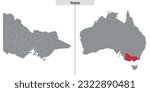 map of Victoria state of Australia and location on Australian map
