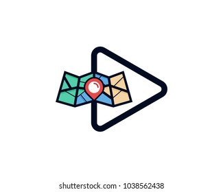 Map Video Icon Logo Design Element