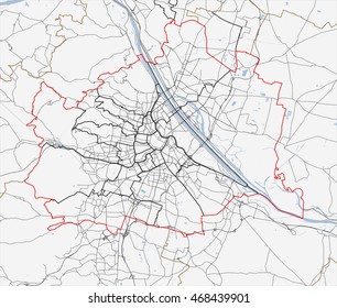 Map of Vienna city. Austria roads