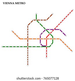 Map of the Vienna metro, Subway, Template of city transportation scheme for underground road. Vector illustration