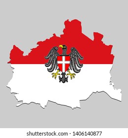 Map of Vienna is a state Austria with flag. Vector Illustration