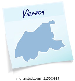 Map of Viersen as sticky note in blue