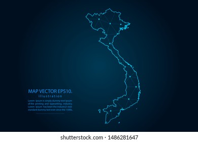 map of vietnam with Abstract mash line and point scales on Dark background . Wire frame 3D mesh polygonal network line, design polygon sphere, dot and structure. Vector illustration eps 10.