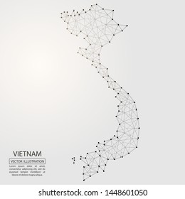 A map of Vietnam consisting of 3D triangles, lines, points, and connections. Vector illustration of the EPS 10.