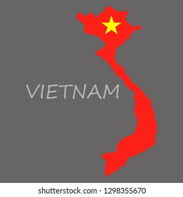 Map Of Vietnam With Flag Isolated On White Background.