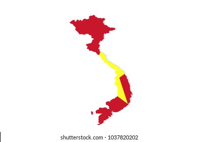 Map of vietnam with flag,vector illustration