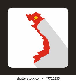 Map of Vietnam icon in flat style with long shadow. State symbol
