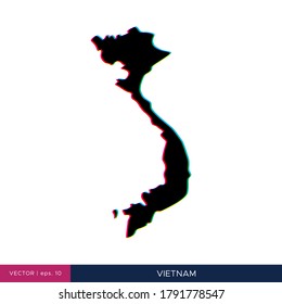 Mapa de Vietnam en estilo multicolor en la plantilla de diseño de vector de borde