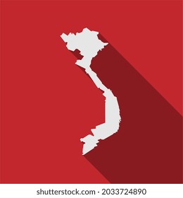 Mapa de Vietnam de fondo rojo con una larga sombra