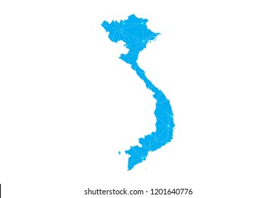 Map of Vietnam from Polygonal wire frame low poly mesh,Vietnam map Vector Illustration EPS10.