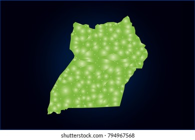 Map of Vietnam. Wire frame 3D green mesh with sparkle, design sphere, dot and structure. Vector illustration eps 10