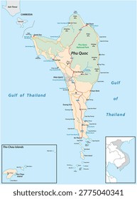 Map of the Vietnamese island of Phu Quoc, Kien Giang, Vietnam