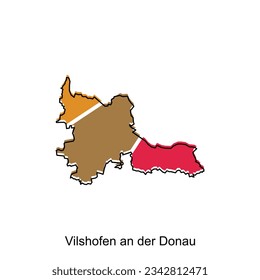 map of Vilshofen Am Der Donau geometric vector design template, national borders and important cities illustration