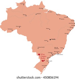 map vine in Brazil Campos Novos