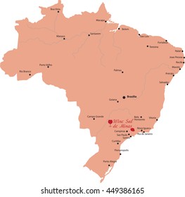 map vine in Brazil  sul de minas