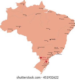 map vine cacador in Brazil