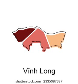 Map of Vinh Long modern outline High detailed illustration map, World map country vector illustration template