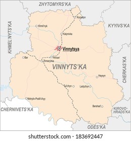 Map of Vinnytsia Oblast with major cities and roads