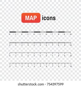 map vintage element. Map scales graphics for measuring distances