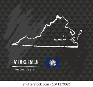 Map of Virginia, Chalk sketch vector illustration