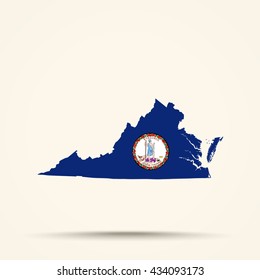 Map of Virginia in Virginia flag colors