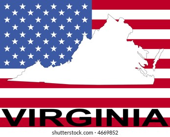 map of Virginia on American flag illustration