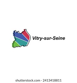 Karte der Virty Sur Seine City Design-Illustration, Vektorsymbol, Zeichen, Umriss, Weltkarte, internationale Vektorvorlage auf weißem Hintergrund