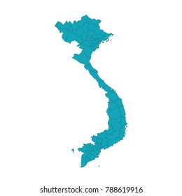 Map of Vitenam - Blue Geometric Rumpled Triangular , Polygonal Design For Your . Vector illustration eps 10.