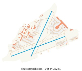 Map of Vnukovo International Airport (Russia). IATA-code: VKO. Airport diagram with runways, taxiways, apron, parking areas and buildings. Map Data from OpenStreetMap.